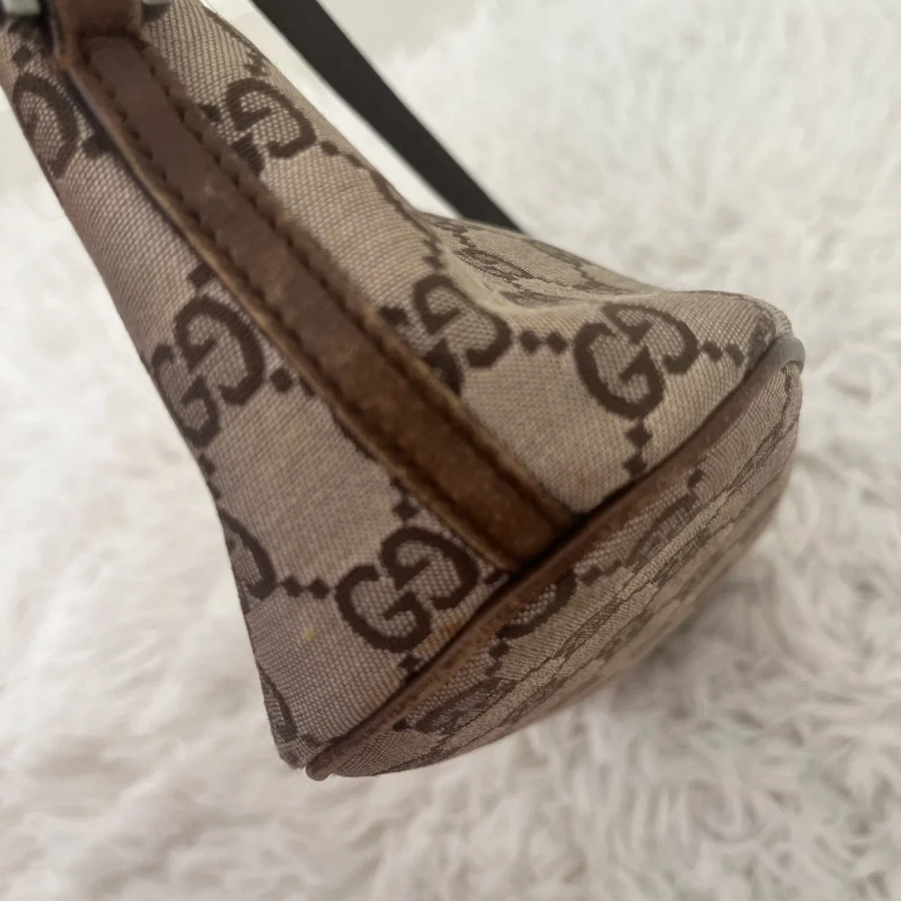 Gucci Beige Brown GG Canvas Clutch Wristlet